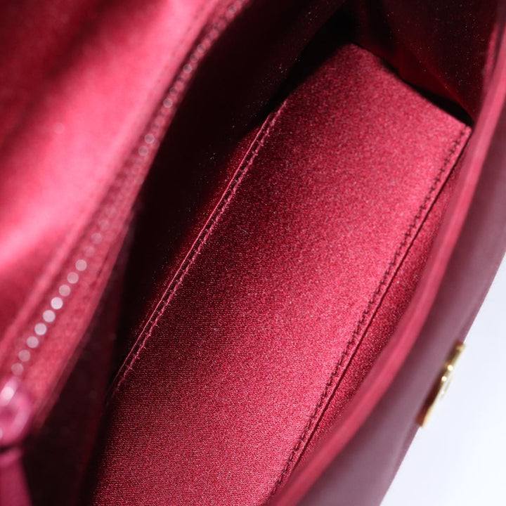 Chanel Shoulder Bag Satin Red CC Auth bs13944