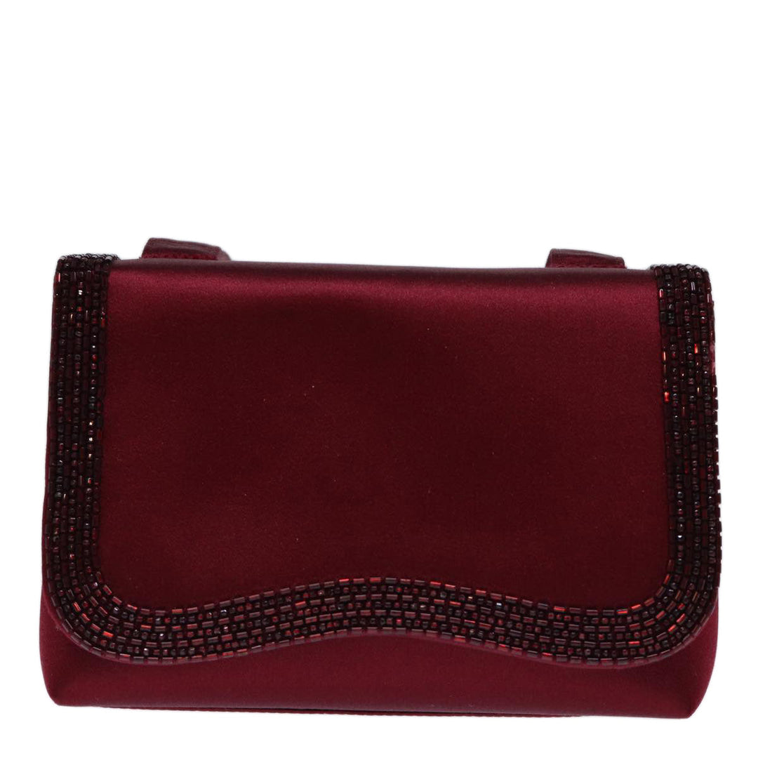 Chanel Shoulder Bag Satin Red CC Auth bs13944