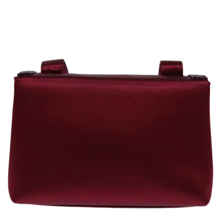 Chanel Shoulder Bag Satin Red CC Auth bs13944
