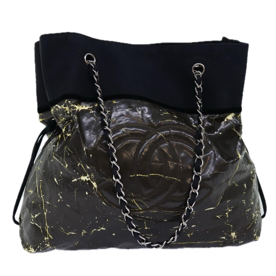 Top Quality Chanel Chain Tote Bag Nylon Black CC Auth bs13946