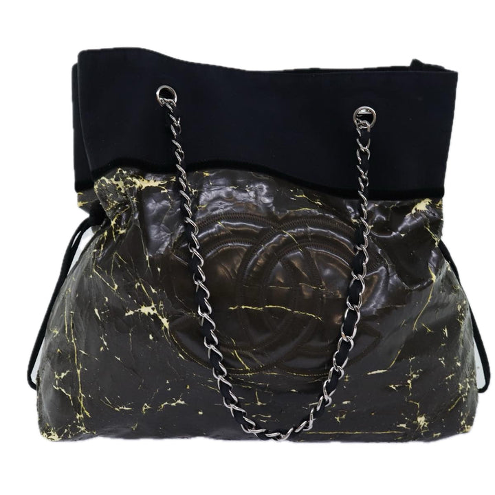Top Quality Chanel Chain Tote Bag Nylon Black CC Auth bs13946