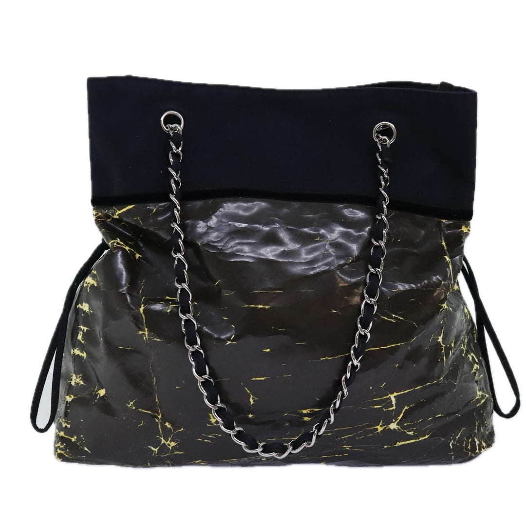 Top Quality Chanel Chain Tote Bag Nylon Black CC Auth bs13946