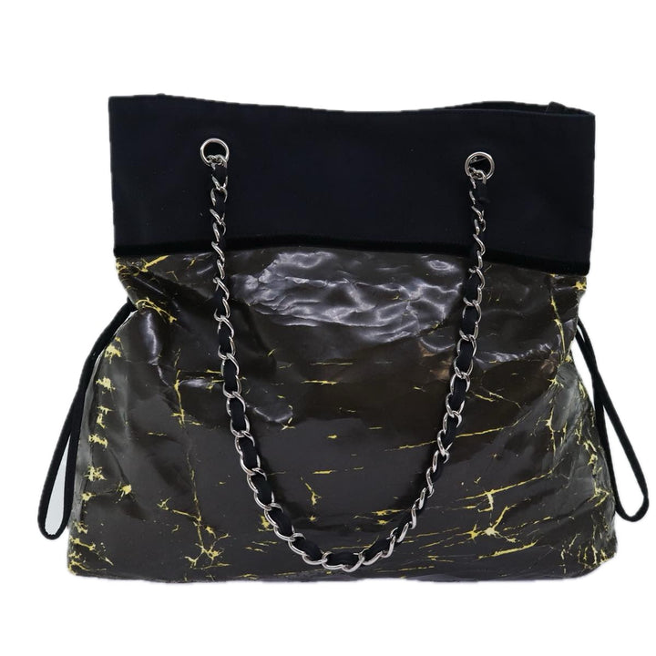 Top Quality Chanel Chain Tote Bag Nylon Black CC Auth bs13946