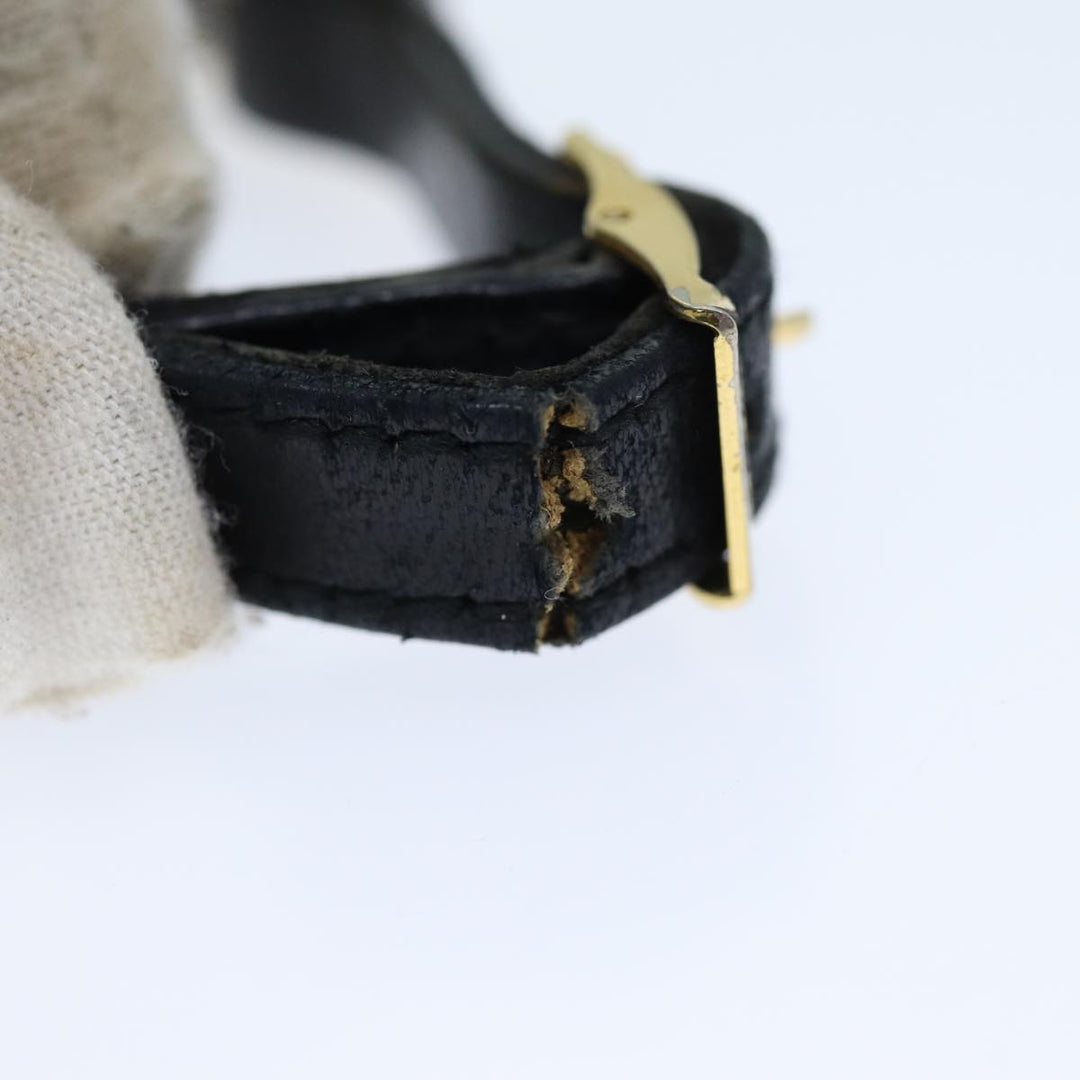 Chanel Bracelet Metal Leather Gold Black CC Auth bs13971