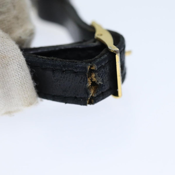Chanel Bracelet Metal Leather Gold Black CC Auth bs13971