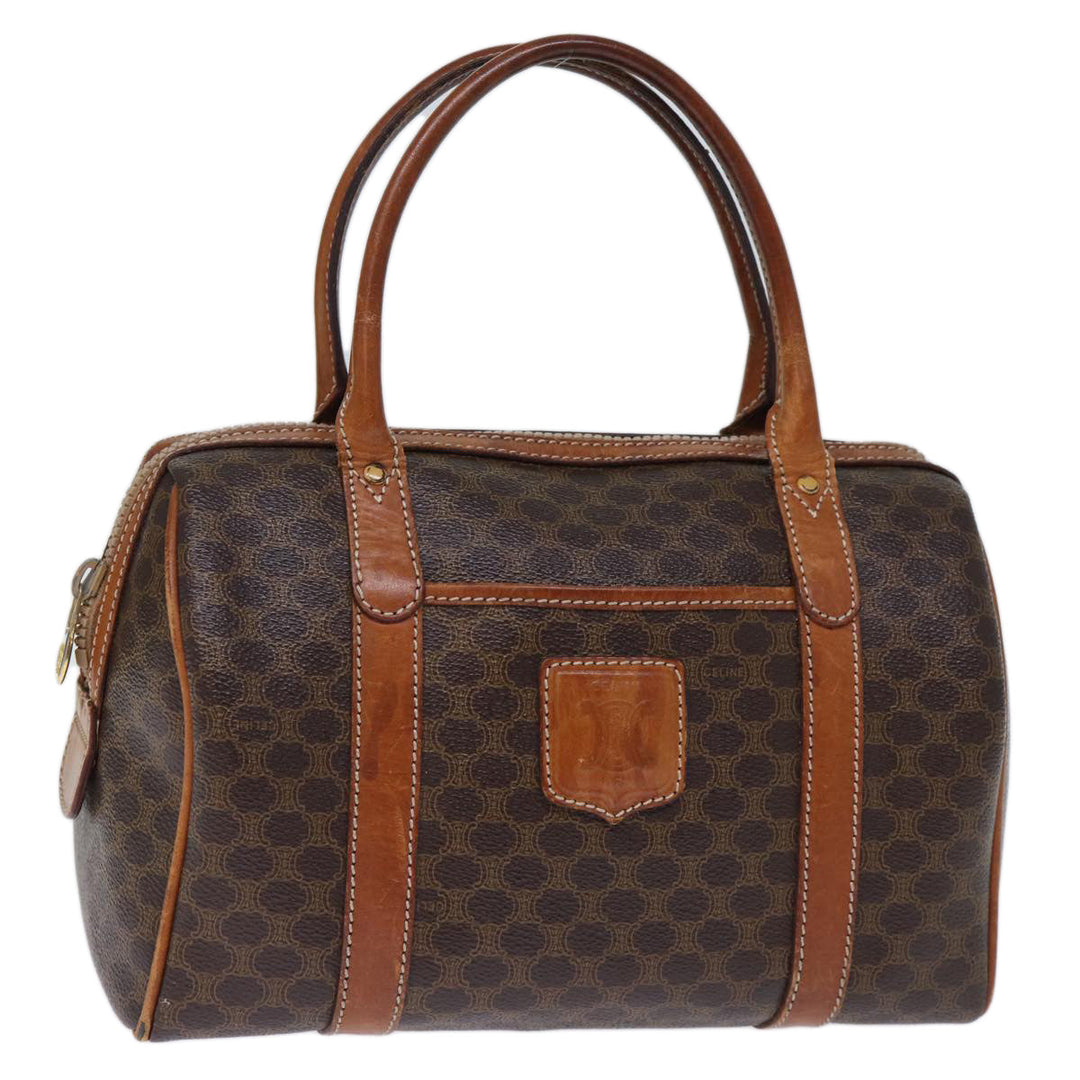 Celine Macadam Canvas Hand Bag PVC Brown Auth bs13992