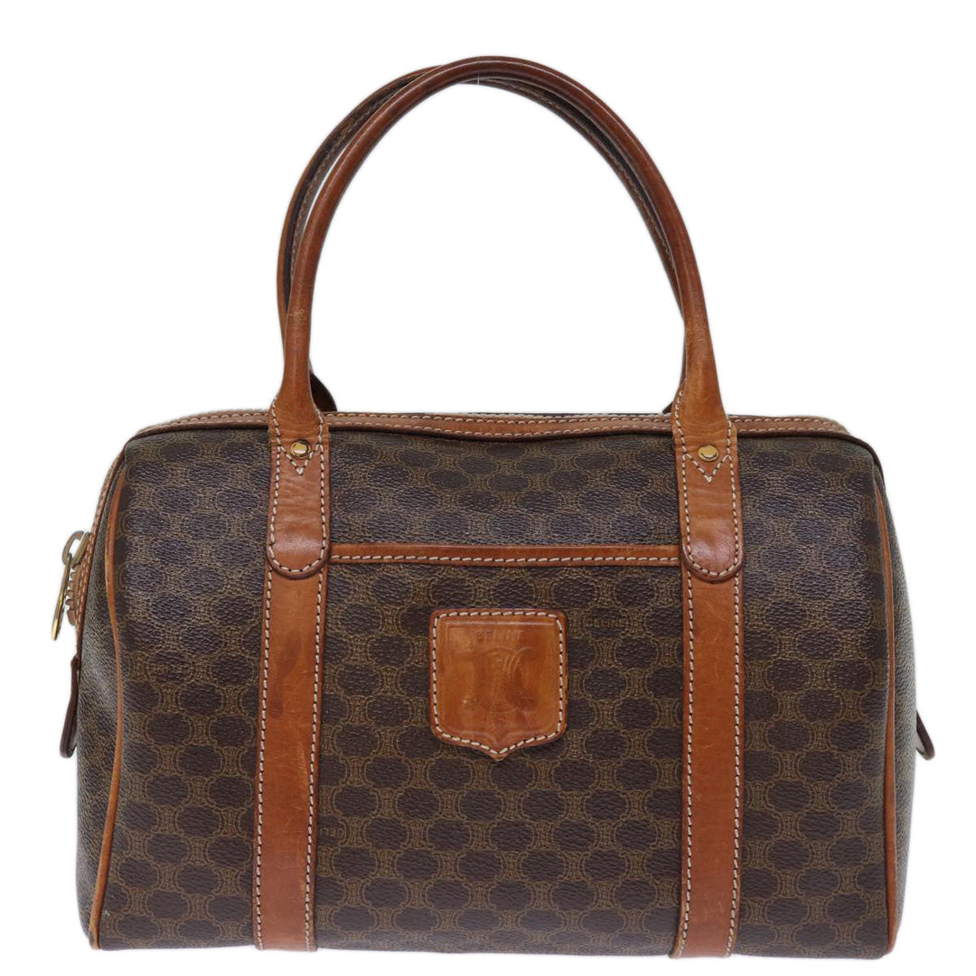 Celine Macadam Canvas Hand Bag PVC Brown Auth bs13992