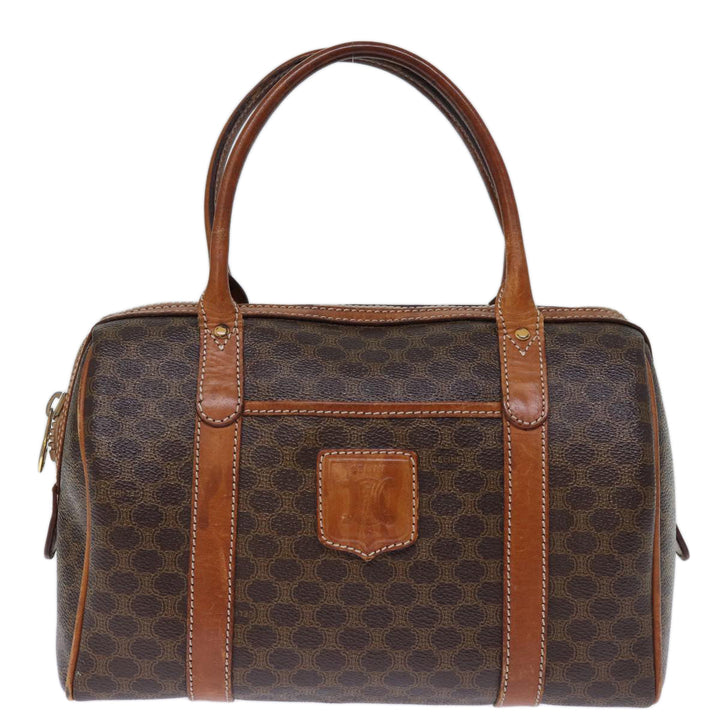 Celine Macadam Canvas Hand Bag PVC Brown Auth bs13992