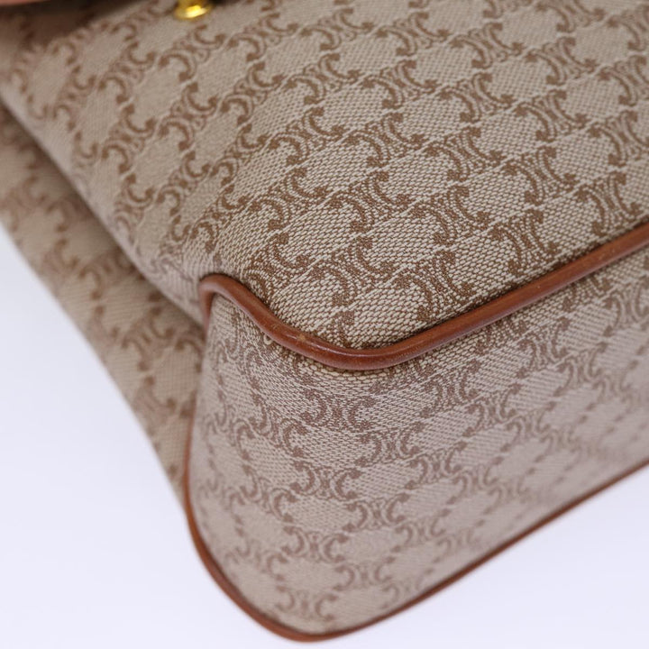 Celine Macadam Canvas Hand Bag Coated Canvas Beige Auth bs13993