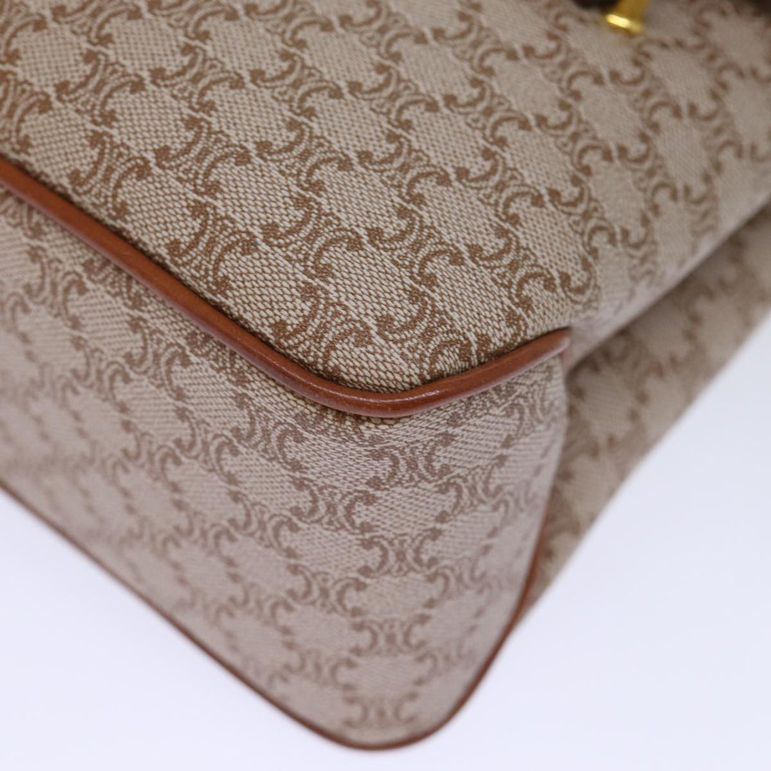 Celine Macadam Canvas Hand Bag Coated Canvas Beige Auth bs13993