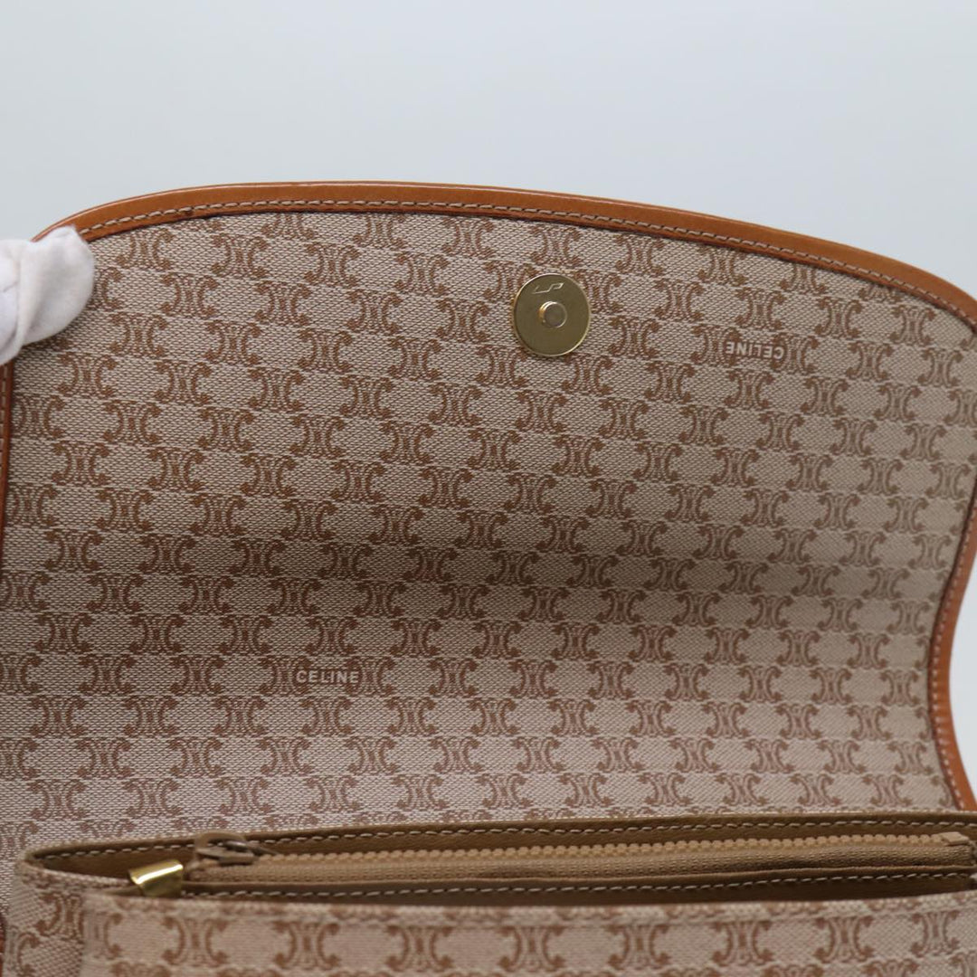 Celine Macadam Canvas Hand Bag Coated Canvas Beige Auth bs13993
