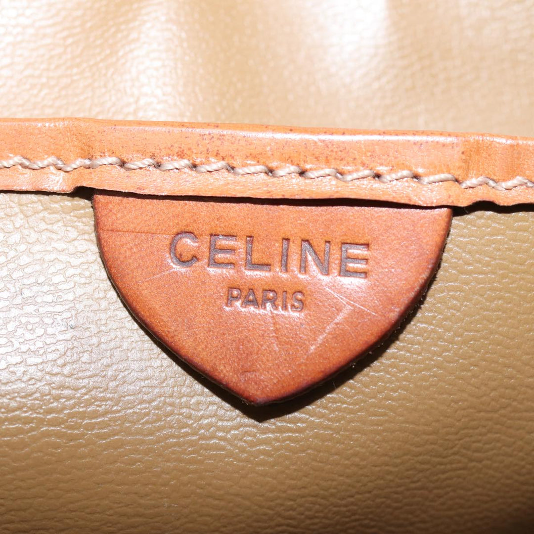 Celine Macadam Canvas Hand Bag Coated Canvas Beige Auth bs13993