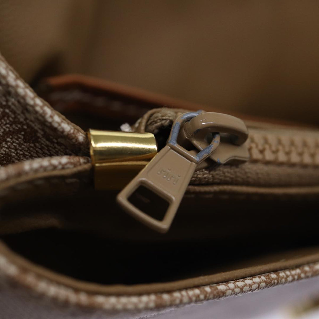 Celine Macadam Canvas Hand Bag Coated Canvas Beige Auth bs13993