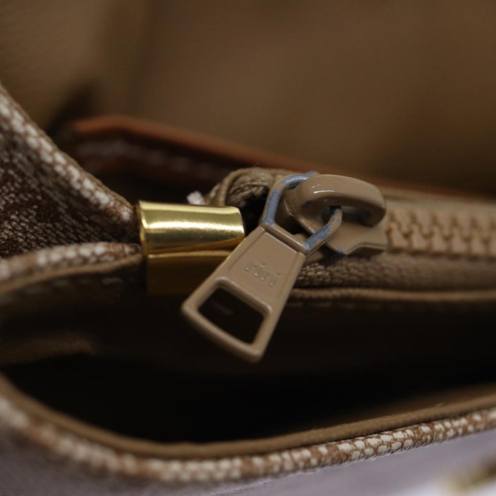 Celine Macadam Canvas Hand Bag Coated Canvas Beige Auth bs13993