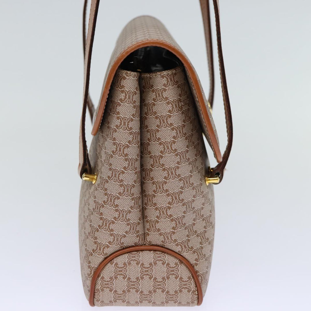 Celine Macadam Canvas Hand Bag Coated Canvas Beige Auth bs13993