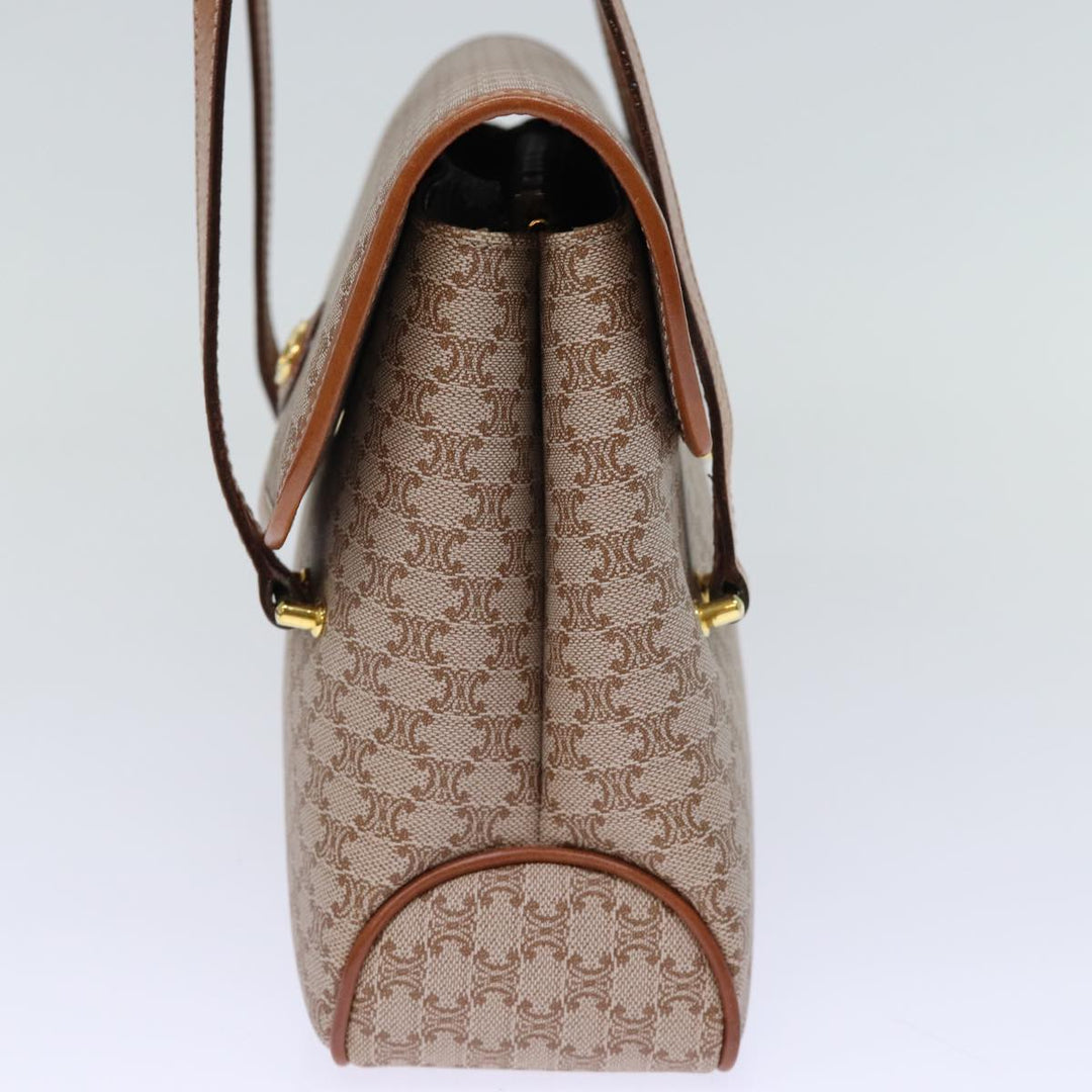 Celine Macadam Canvas Hand Bag Coated Canvas Beige Auth bs13993