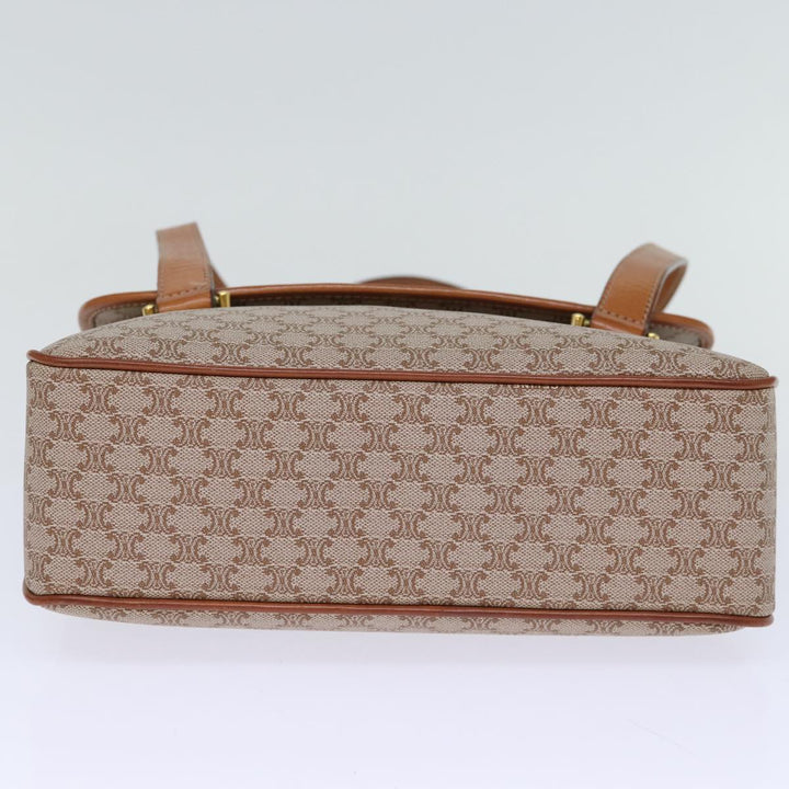 Celine Macadam Canvas Hand Bag Coated Canvas Beige Auth bs13993