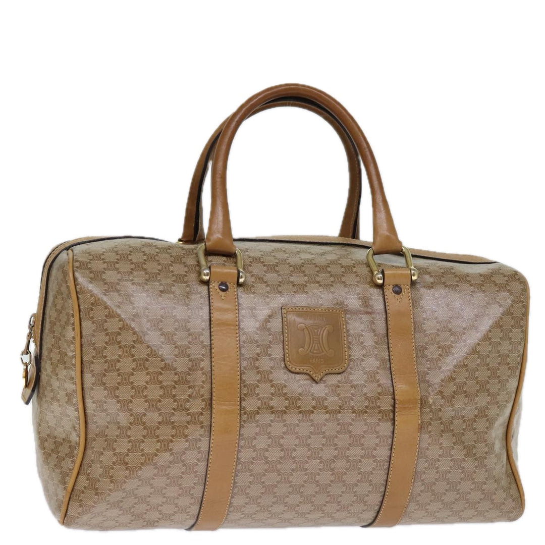 Celine Macadam Canvas Boston Bag Coated Canvas Beige  13994