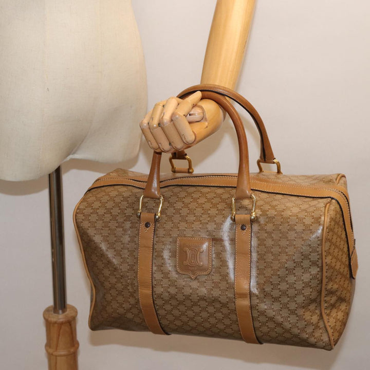 Celine Macadam Canvas Boston Bag Coated Canvas Beige  13994