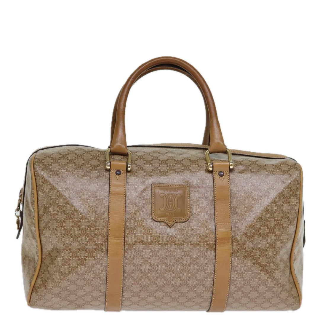 Celine Macadam Canvas Boston Bag Coated Canvas Beige  13994