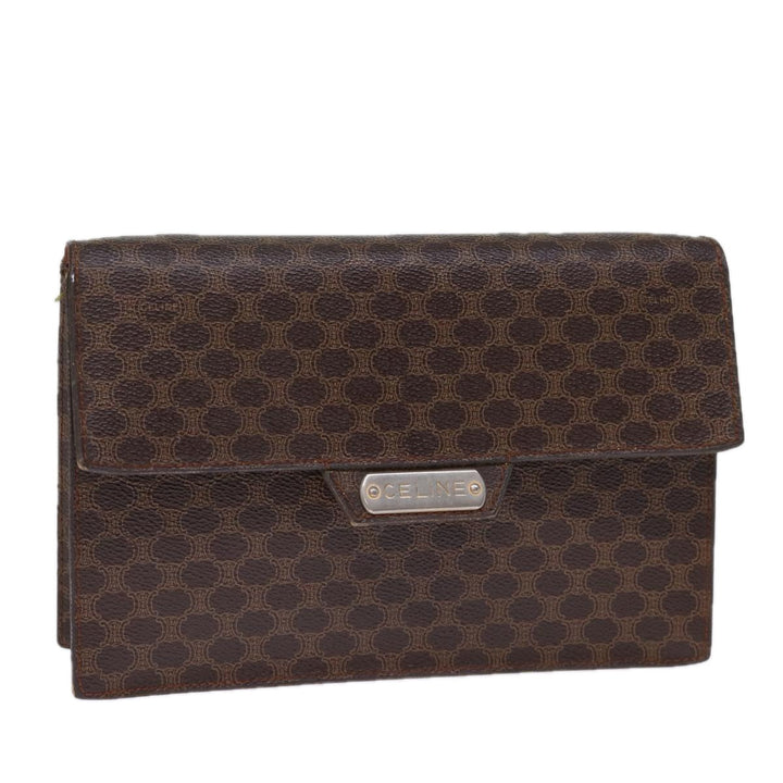 Celine Macadam Canvas Clutch Bag PVC Brown Auth bs13995