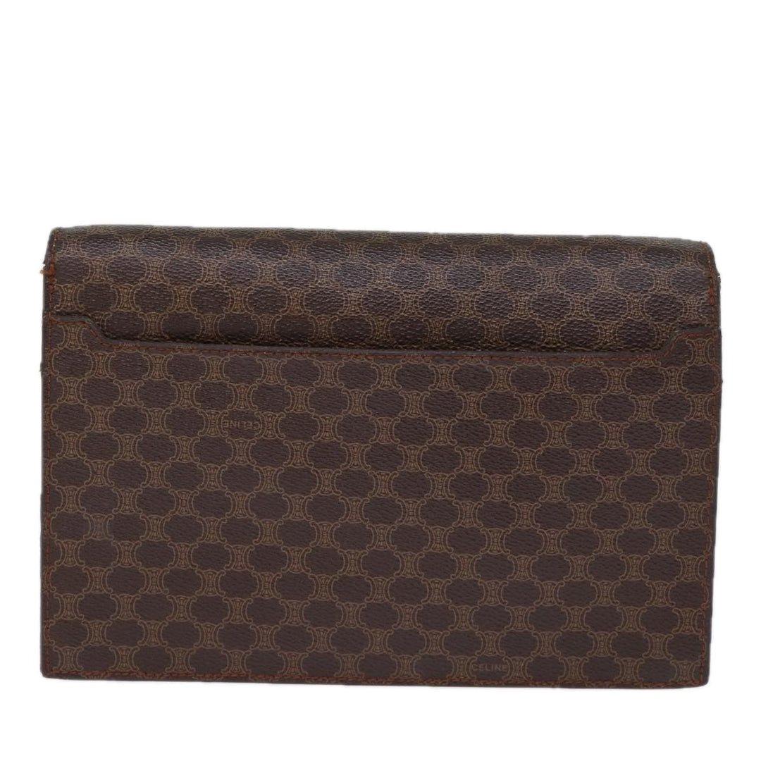 Celine Macadam Canvas Clutch Bag PVC Brown Auth bs13995