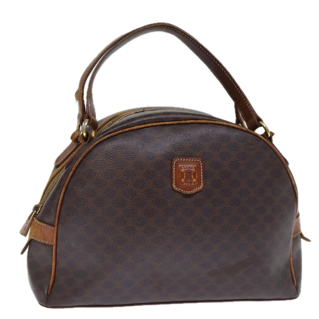 Celine Macadam Canvas Hand Bag PVC Brown Auth bs13996