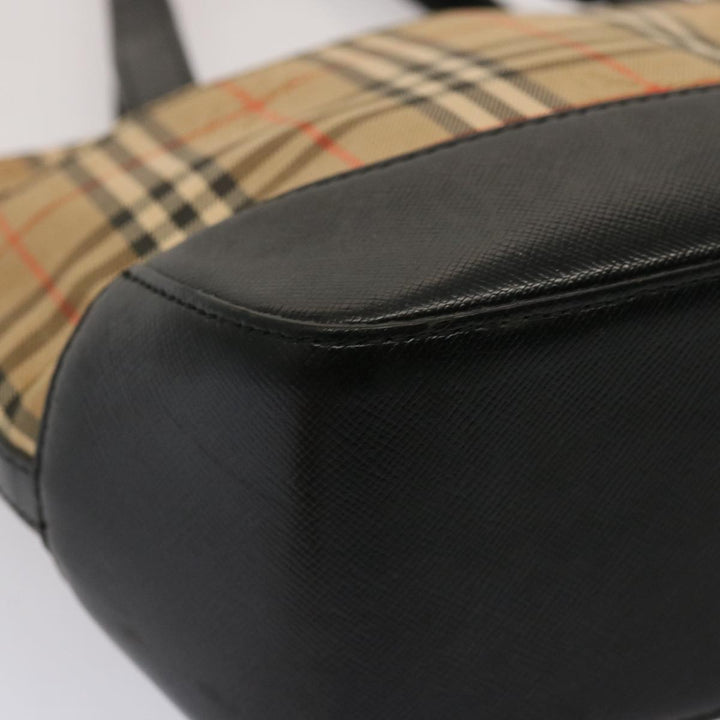 Burberry Nova Check Hand Bag Canvas Leather Beige Auth bs14026