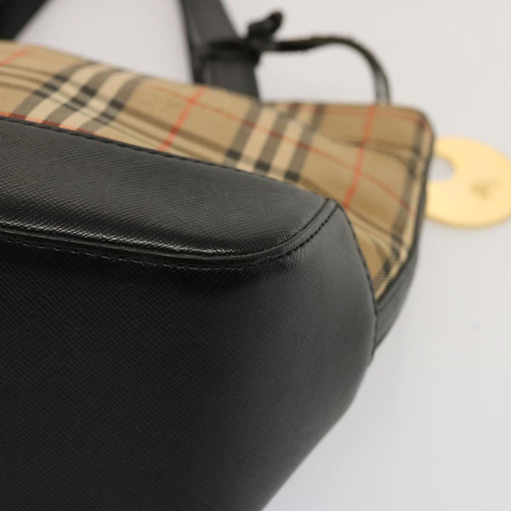 Burberry Nova Check Hand Bag Canvas Leather Beige Auth bs14026