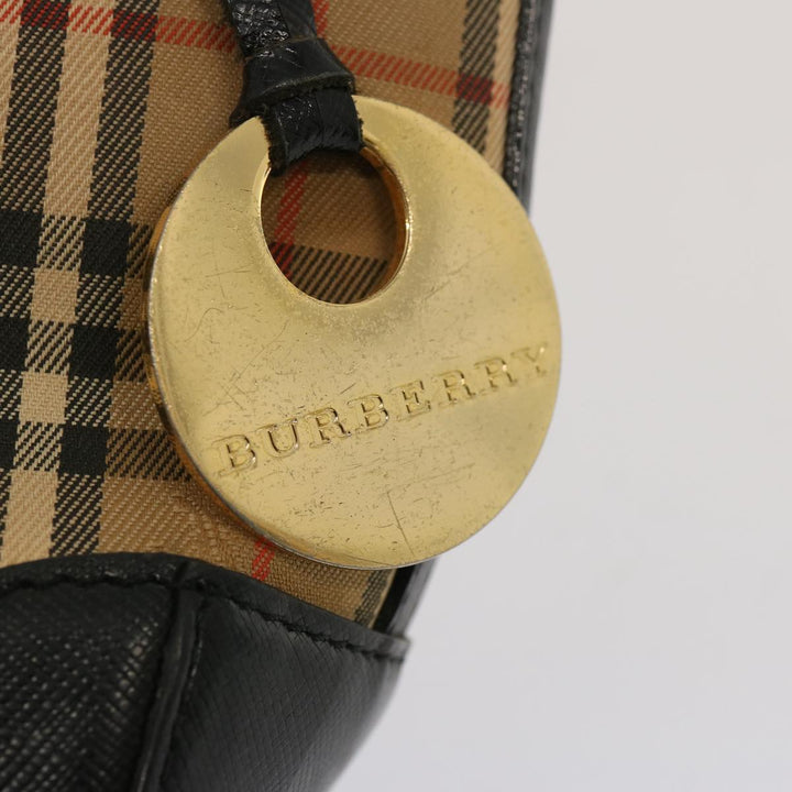 Burberry Nova Check Hand Bag Canvas Leather Beige Auth bs14026