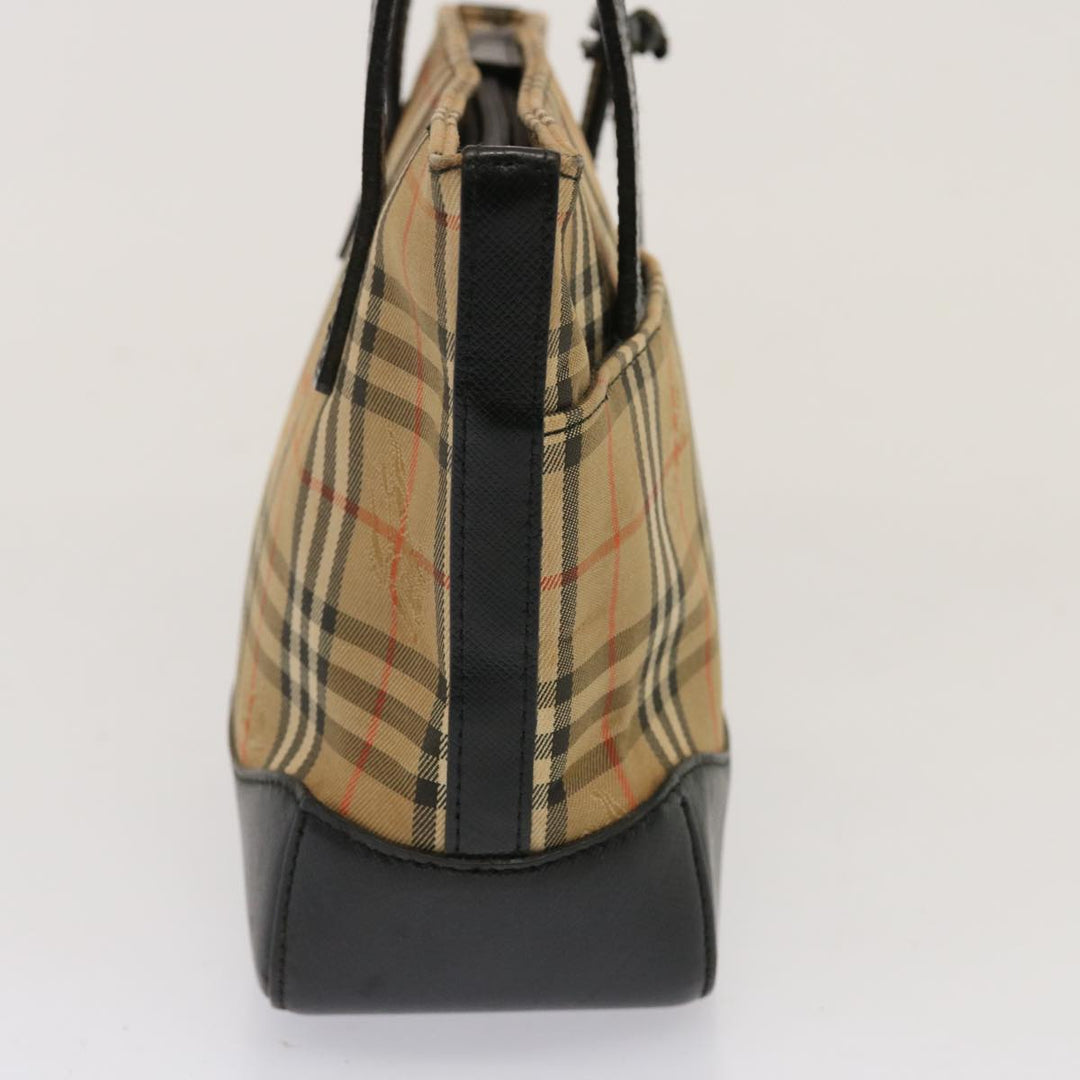 Burberry Nova Check Hand Bag Canvas Leather Beige Auth bs14026