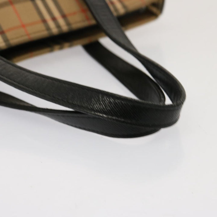 Burberry Nova Check Hand Bag Canvas Leather Beige Auth bs14026