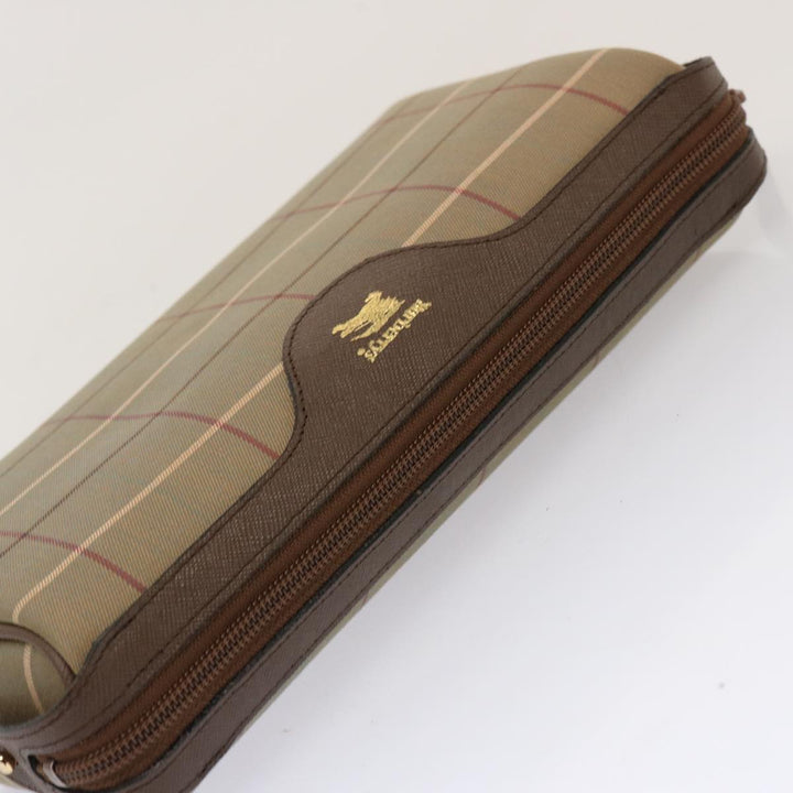 BurberrySs Nova Check Clutch Bag Canvas Beige Auth bs14027