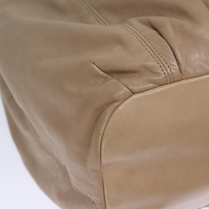 Celine Tote Bag Leather Beige Auth bs14031
