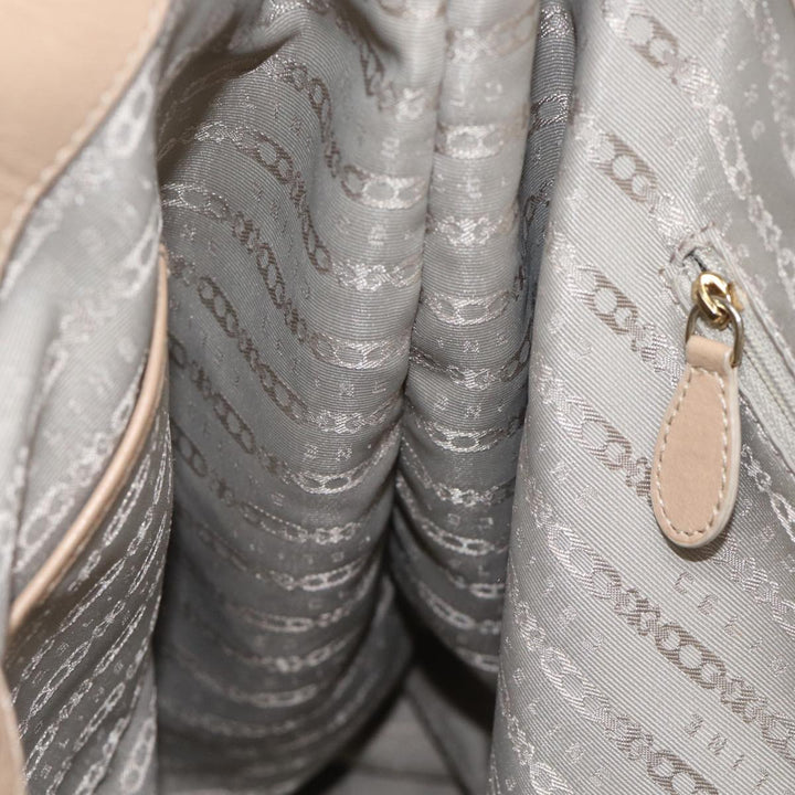Celine Tote Bag Leather Beige Auth bs14031