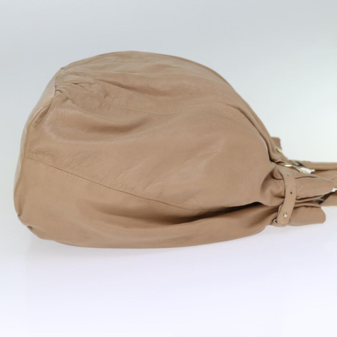Celine Tote Bag Leather Beige Auth bs14031