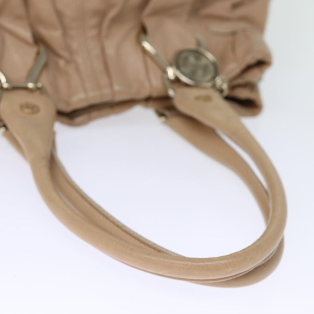 Celine Tote Bag Leather Beige Auth bs14031