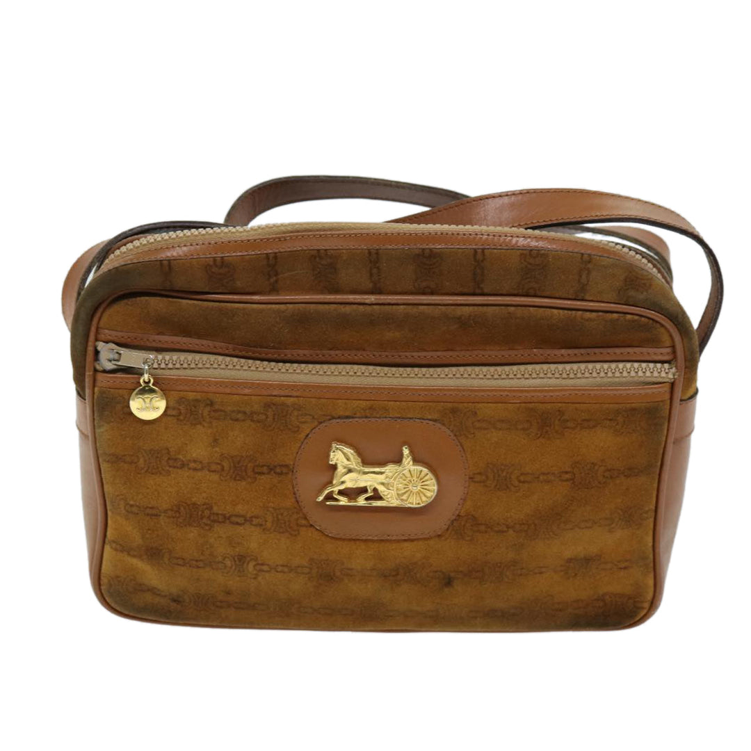 Celine Shoulder Bag Suede Brown Auth bs14068