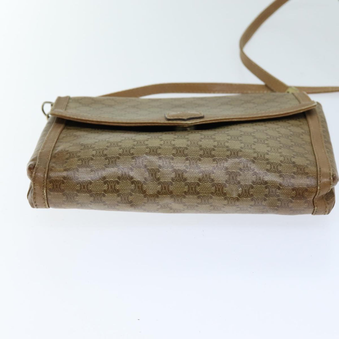 Celine Macadam Canvas Shoulder Bag Beige Auth bs14109