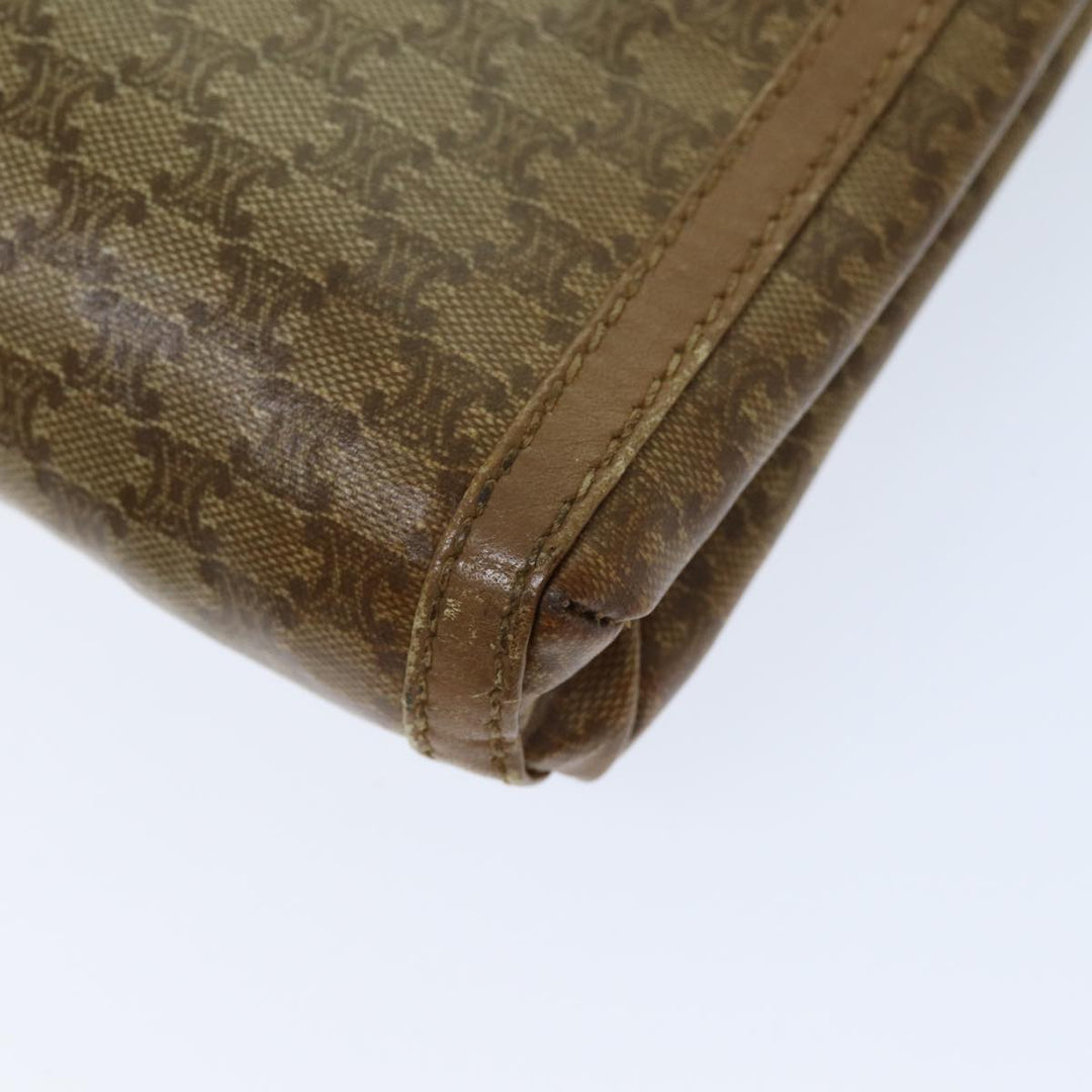 Celine Macadam Canvas Shoulder Bag Beige Auth bs14109