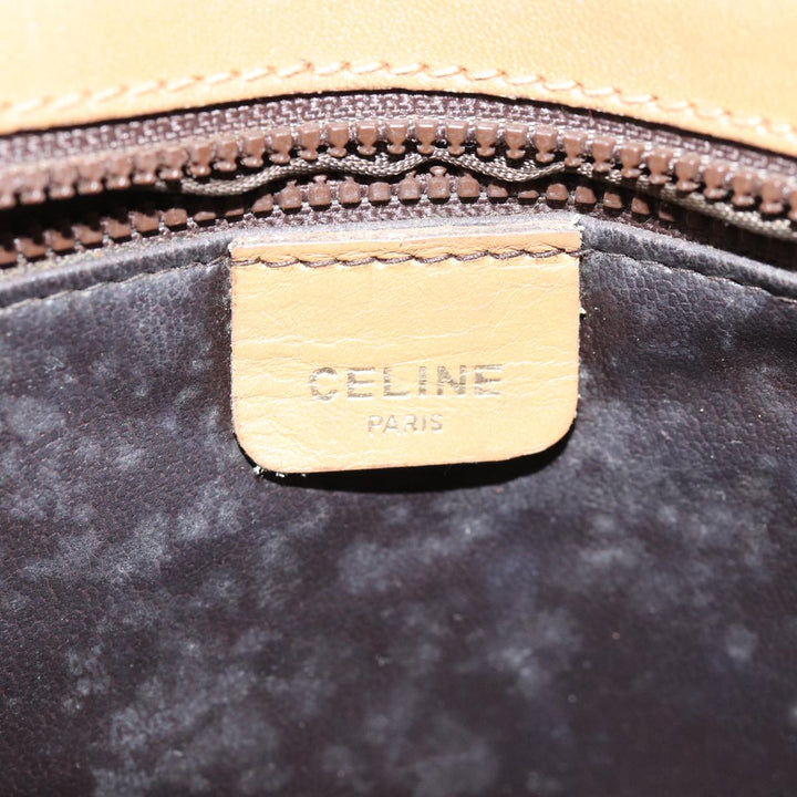 Celine Macadam Canvas Shoulder Bag Beige Auth bs14109