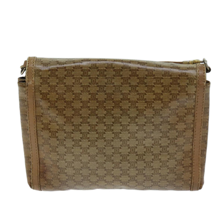 Celine Macadam Canvas Shoulder Bag Beige Auth bs14109