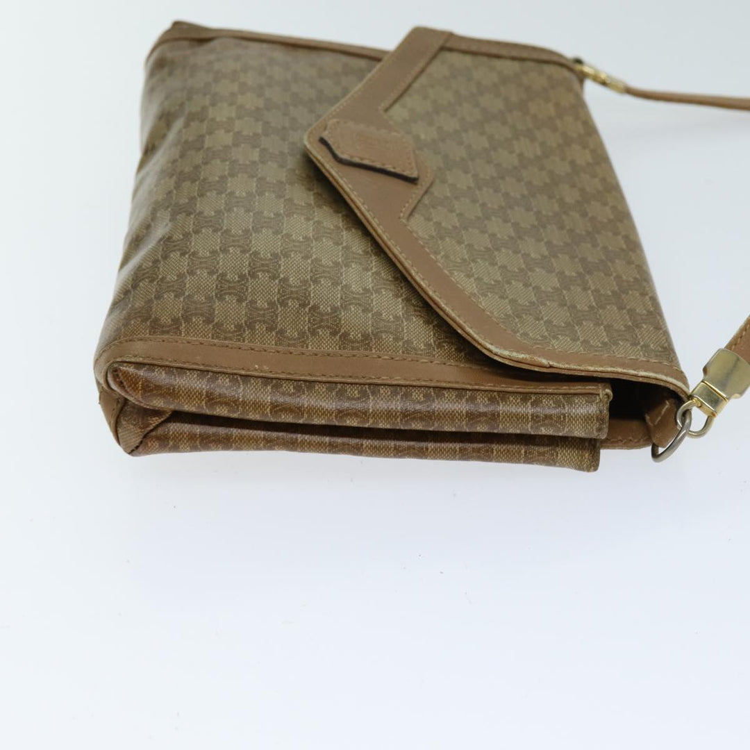 Celine Macadam Canvas Shoulder Bag Beige Auth bs14109