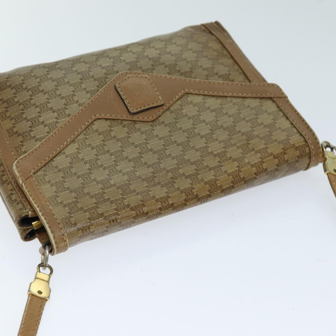 Celine Macadam Canvas Shoulder Bag Beige Auth bs14109
