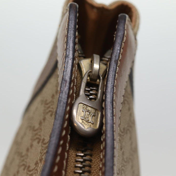 Celine Macadam Canvas Clutch Bag Beige Auth bs14111
