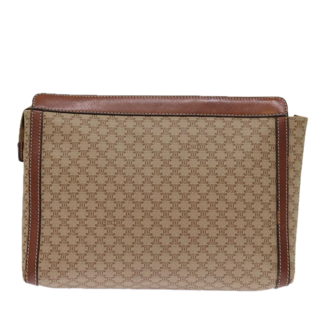 Celine Macadam Canvas Clutch Bag Beige Auth bs14111