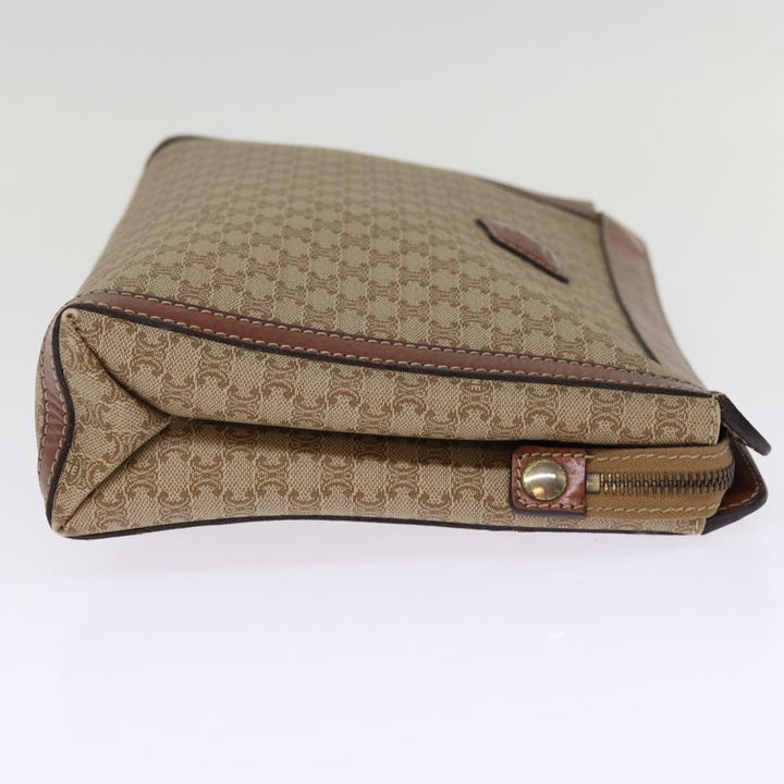 Celine Macadam Canvas Clutch Bag Beige Auth bs14111