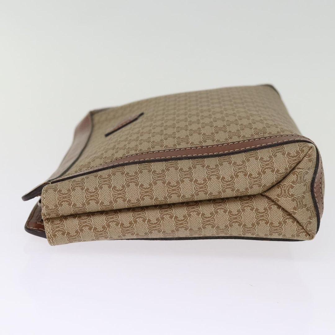Celine Macadam Canvas Clutch Bag Beige Auth bs14111