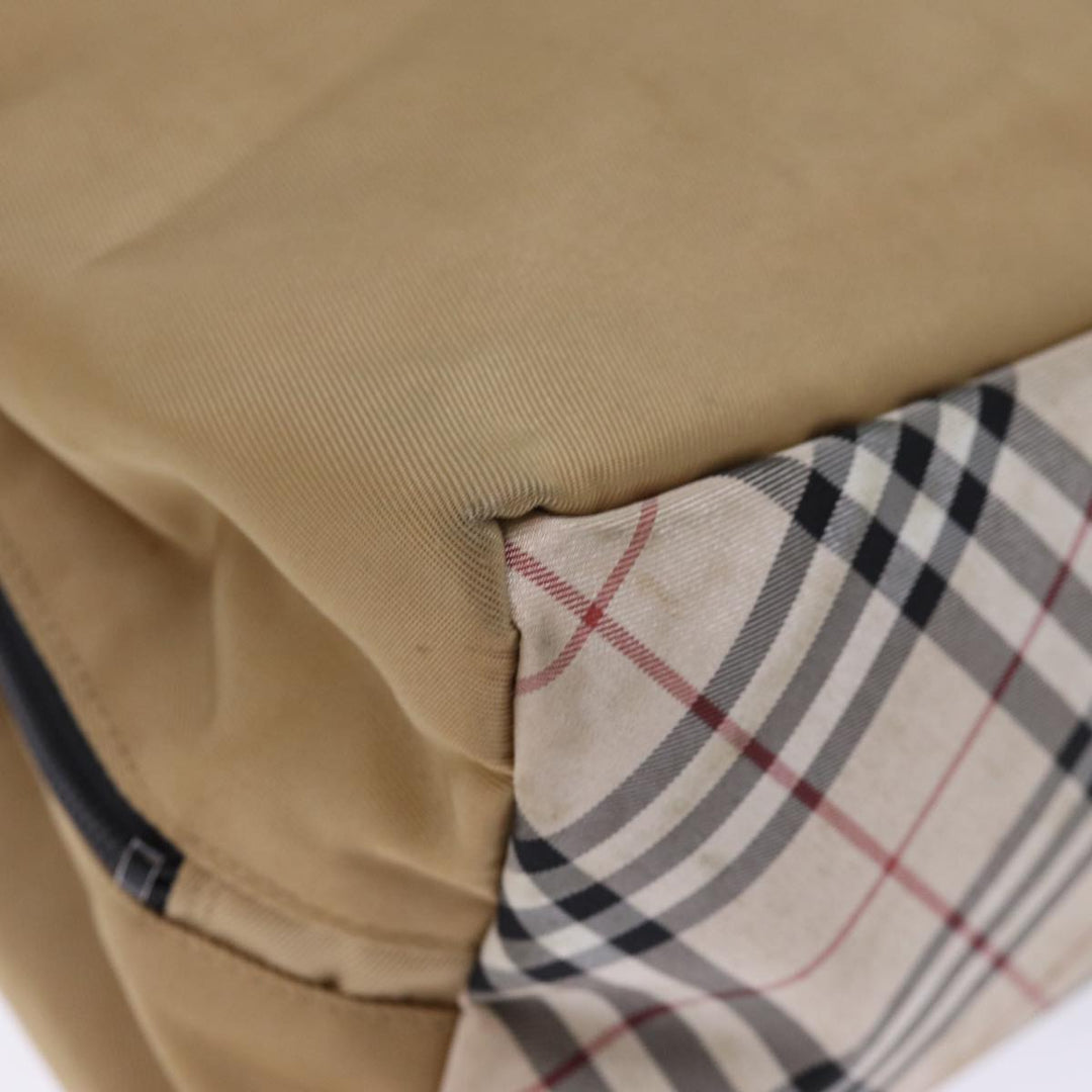 Burberry Nova Check Blue Label Hand Bag Nylon Beige Auth bs14115