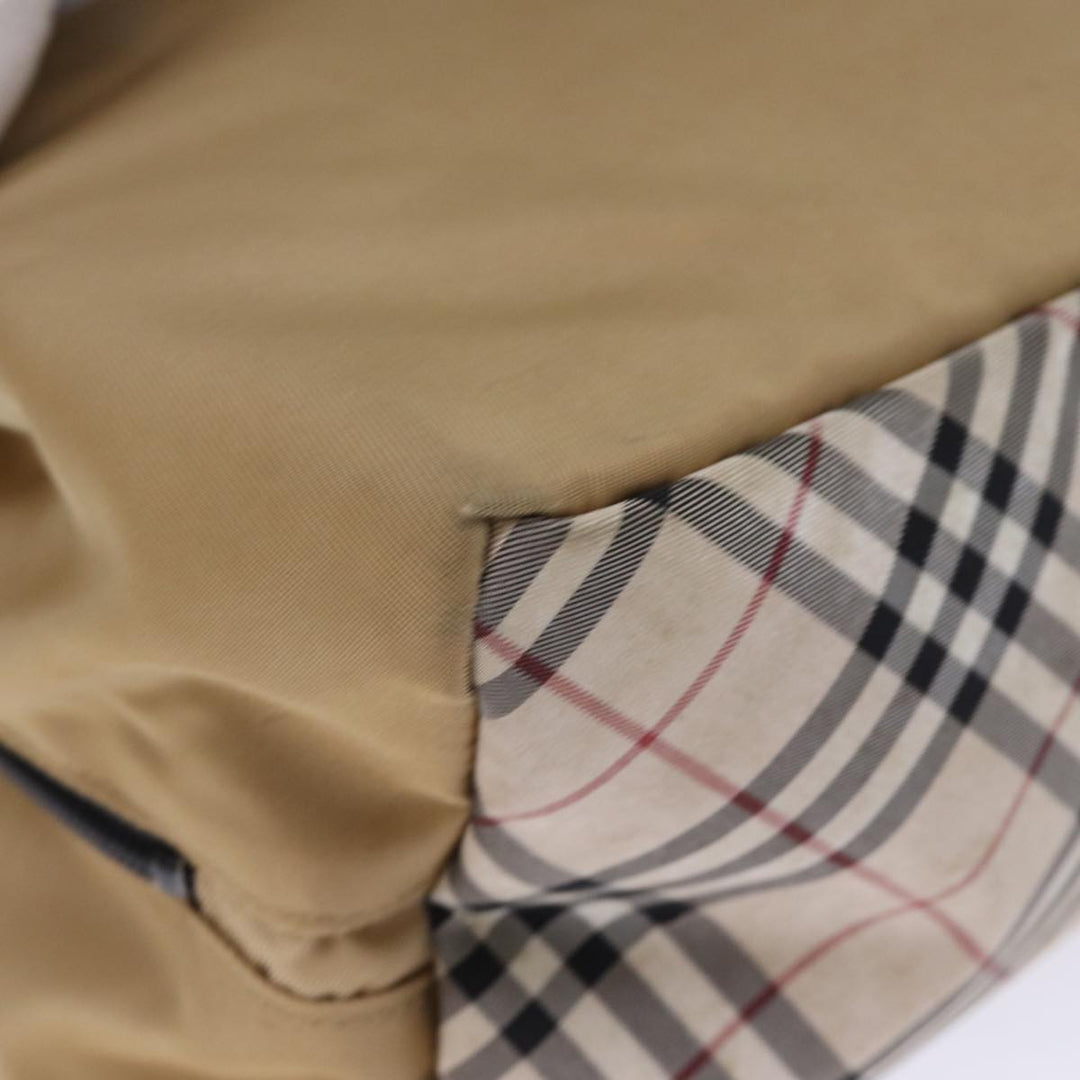 Burberry Nova Check Blue Label Hand Bag Nylon Beige Auth bs14115